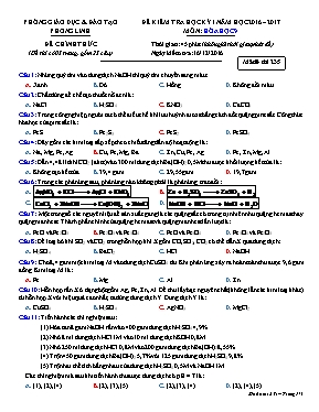 Đề kiểm tra học kỳ I năm học 2016  2017 môn Hóa học 9 - Trường THCS Không Tên